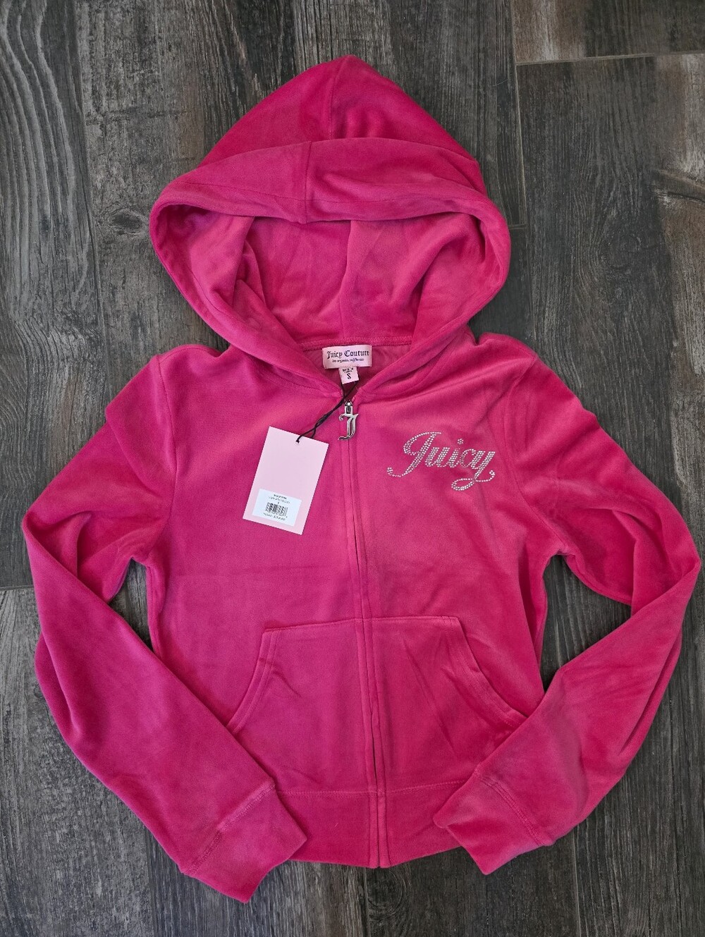 Juicy Couture Vibrant Pink Velour Hoodie & Pant Set Track Suit - Picture 9 of 9